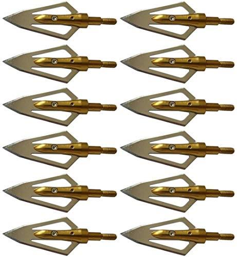 ZZUUS 3pcs / 6pcs / 12pcs Punte Piatte in Acciaio con 2 Lame 100 Punte di Freccia da Caccia con Grano Filettatura 0 9 Punte di Freccia per tiro con L'Arco Tagliate per Attrezzatura da Caccia