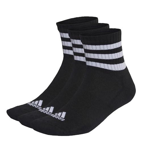 adidas Unisex - Adulto 3-Stripes Cushioned Sportswear Mid-Cut Socks 3 Pairs, Black / White, 48-51