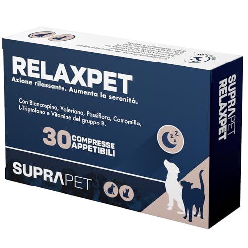 Suprapet Relax Calmante per Cani 30 compresse - Rilassante Naturale Contro Stress e Paura con L-Triptofano, Vitamine B, Valeriana, Passiflora, Biancospino, Zenzero