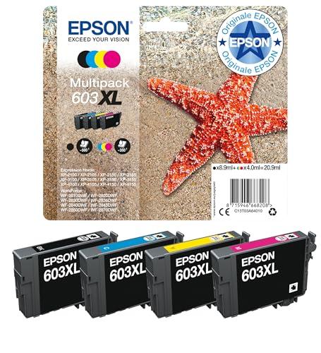 Epson Serie 603XL Stella Marina - Cartucce originali per Stampante getto d'Inchiostro, Multipack 4 colori (Nero, Ciano, Magenta, Giallo) XL, Stampa fino 350 pagine colori/500 Black, Confezione Retail
