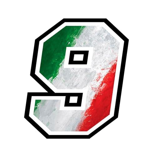 Adesivo NUMERO GARA - Gara Cross Pista Auto Moto Stickers (10 cm, 9, Bandiera Italiana)