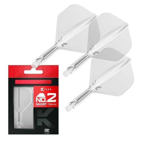 Target Darts K Flex Voli e Steli Integrati per Freccette, No.2 Trasparente (Corto) | Confezione da 3 K-Flex – No2, Kflex all in One Moulded Dart Flight & STEM | Accessori Professionali Freccette