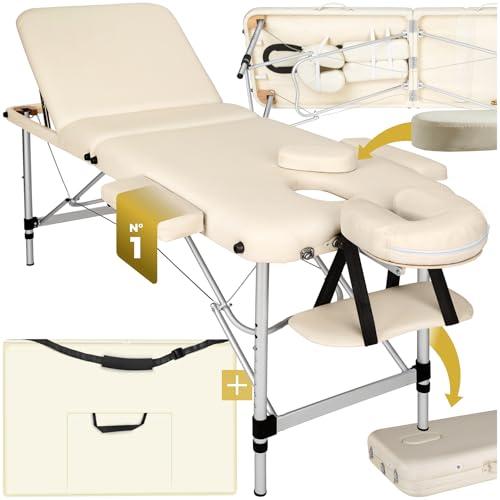 TecTake Sedia Massaggiante con Imbottitura Estetica Portatile in Alluminio (Beige) | n. 401047)