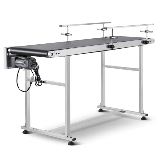 VEVOR Nastro trasportatore motorizzato 1498,6x398,8 mm, Trasportatore in acciaio inox, Nastro trasportatore antistatico in PVC velocità regolabile, Doppia ringhiera, Trasportatore a nastro