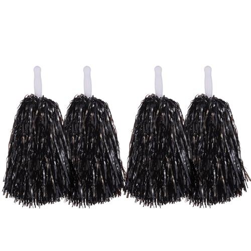 HIXNUG 2 paia di pompon da cheerleader, in plastica, a forma di fiore, per calcio, basket, tifo, danza, decorazione per competizioni sportive, festival, celebrazioni, balli in maschera, feste (nero)