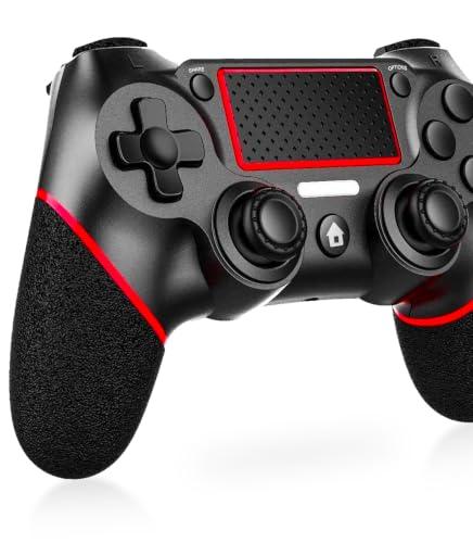 Shiptree Controller Wireless per PS-4, Gamepad Joystick Controller per Ps4/Pro/Slim/PC, Batteria da 600mAH, Doppia Vibrazione, Giroscopio, Jack per Cuffie da 3,5mm-Rosso