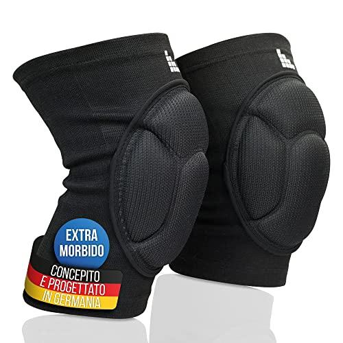 LAUTER SCHUTZ ® 3-ZONE Ginocchiere - traspiranti, elastiche, morbide - con imbottitura a 3 zone per protezione e libertà di movimento per pallamano, pallavolo, mountain bike e altro ancora (L)