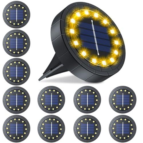 GIACOMO 14LED Luci Solari per Giardino IP65, Nuovo stile 2024 Lampade Solare Esterno Incasso Faretti a Terra Luce Sepolta Solare Impermeabile per Prato Vialetto Scala Paesaggio, Bianco Freddo