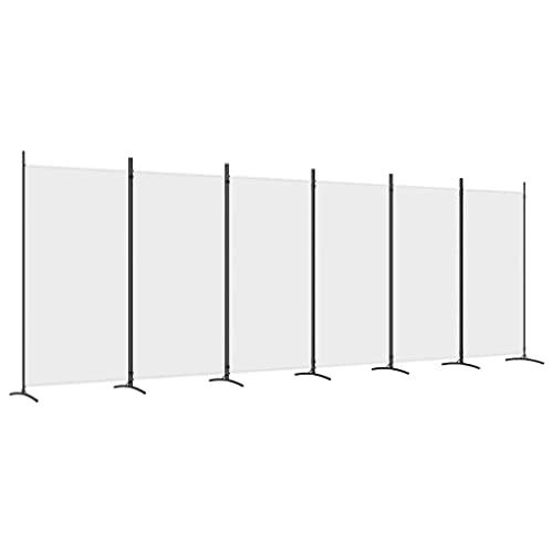 vidaXL Divisorio a 6 Pannelli Bianco 520x180 cm Tessuto