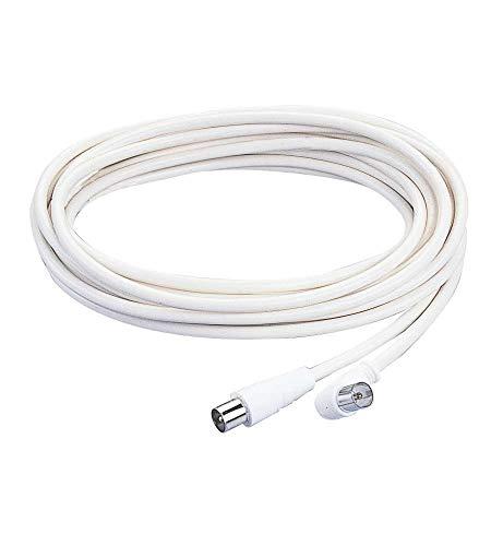 Poly Pool PP0622 Cavo Coassiale TV - Antenna, Spina Assiale e Spina 90° Ø 9,5 mm Maschio Diametro 9,5 mm, 5 metri, Bianco