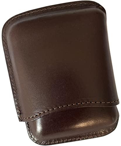 Etabeta Artigiano Toscano Porta Sigari Ammezzati in Vera Pelle Conciata al Vegetale in Toscana per max 4 mezzi sigari tipo toscani o toscanelli - Made in Italy (testa di moro lucido)