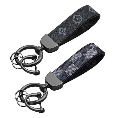 XUZOPIM 2 Pcs Portachiavi Uomo, Portachiavi Auto, Nero