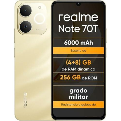 realme Note 70T Smartphone, 4+256GB, Batteria di lunga durata da 6.000 mAh, Protezione ArmorShell™, Spessore di soli 7,94 mm, Fino a 4+8 GB di RAM dinamica, NEXT AI, Caricabatterie non incluso, Oro