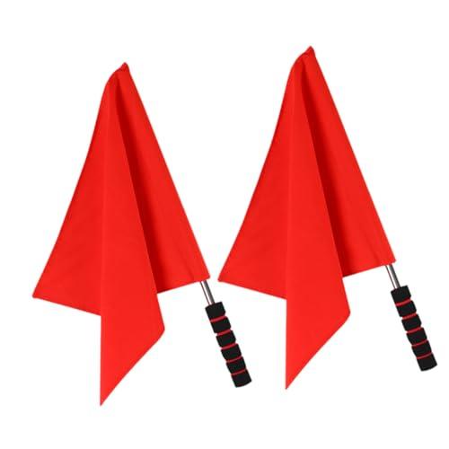 HOLIDYOYO 2 Bandiere con Manico Antiscivolo per Segnalazione Partite Flag Linesman Rosso per Sportivi Allenamento e Attività Scolastiche Resistente e Alta Visibilità