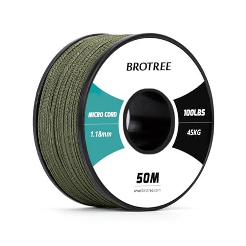 Brotree Micro Corda Paracord 1,18 mm 50M Bobina per Bracciale, Artigianato, Fai da te - 45 kg Carico di Rottura (Verde Militare)