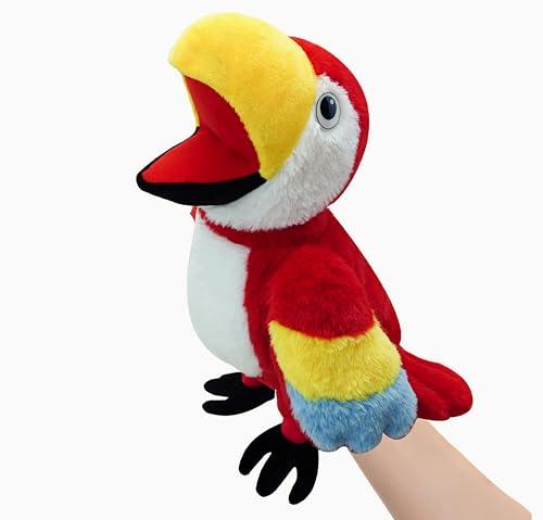 LOMTRATS Marionette a mano per uccelli per bambini,include pappagalli, pavoni, ecc. Con bocche aperte mobili, perfette per raccontare storie, insegnare, scuola materna, regali di compleanno