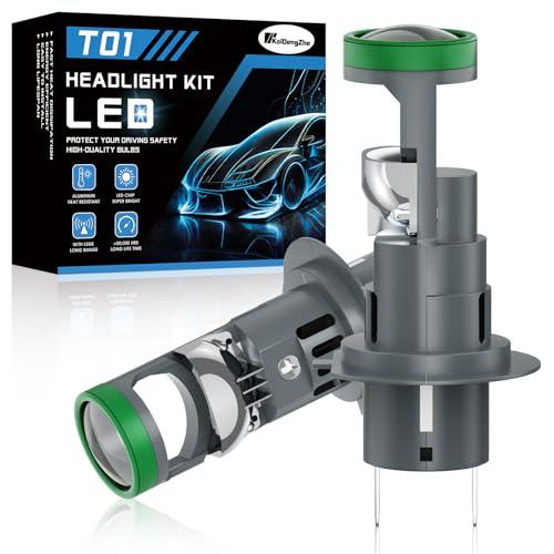 KaiDengZhe H7 LED Lampadina per Fari con Mini Lente Proiettore, 2 PZ 12V 80W 21000LM 800% più Luminosa Lampadina H7 LED, 6500K 1:1 Dimensioni Lampadines per Fari Anteriori con Ventola