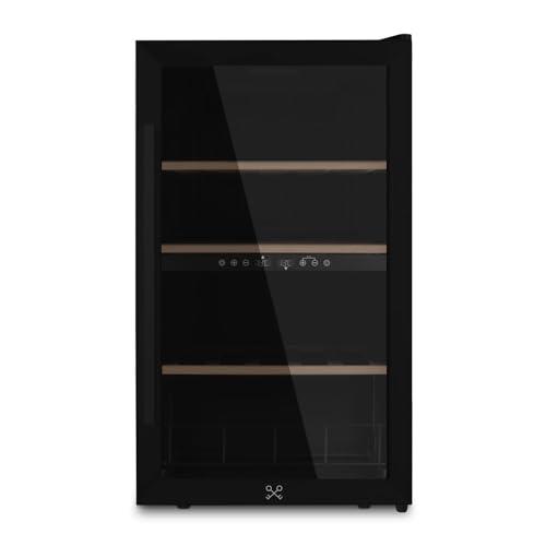 LES PETITS CHAMPS Cantinetta per vino CAVCDB32, 32 bottiglie, dual zone, 80 L, regolazione temperatura 5-18°C, acciaio inox, vetro anti-UV, silenziosa, Nero
