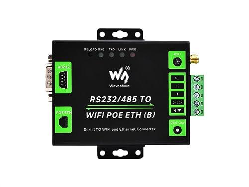 Waveshare Industrial Grade Serial Server RS232/485 to WiFi and Ethernet, Modbus Gateway, MQTT Gateway, Metal Case, Wail-Mount and Rail-Mount Support with POE Function
