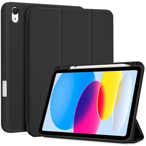 ProCase Cover iPad A16 11 Generazione 11 Pollici 2025 /iPad 10 Generazione 10,9 Pollici 2022 con Portapenna, Custodia iPad (A3354 A3355 A3356 A2696 A2757 A2777) Auto Svegliati/Sonno -Nero