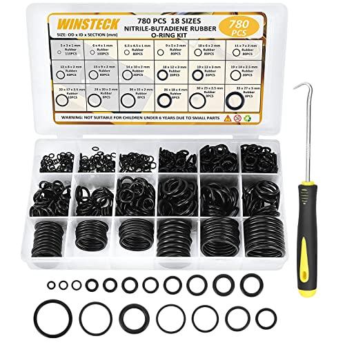 780 Pezzi O-ring Assortimento Kit, 18 misure Guarnizioni O Ring di Tenuta Pressione in Gomma con 180° Full Pick & Hook Tool, Oring Anelli Kit per Idrauliche, Motore, Condizionata, Automobile