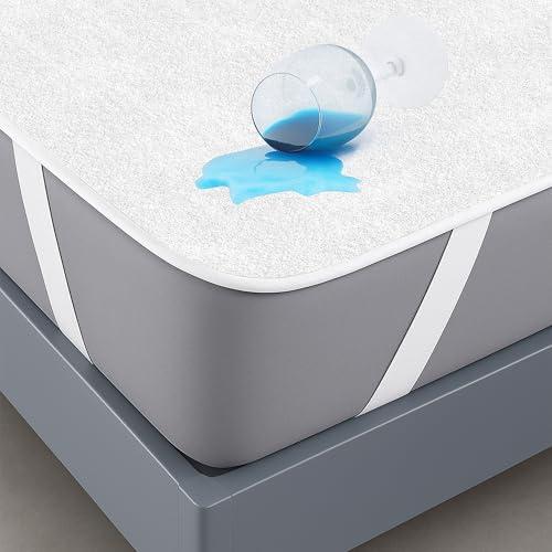 Coprimaterasso Singolo Impermeabile in Cotone 90x190 cm Lenzuolo Cerata Letto Traversa Lettino Protezione in Terry per Materasso Traspirante Antiacaro Anallergico Lavabile in Lavatrice con 4 Elastici