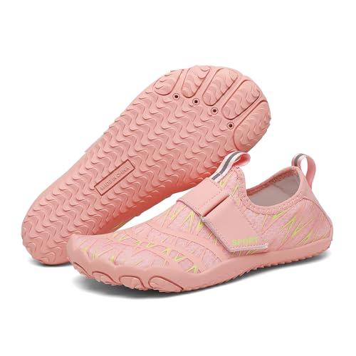 Scarpe acquatiche Aqua Barefoot Swim Shoes Beach Quick Dry per immersioni Surf Sport acquatici Yoga Escursionismo per uomo donna, Colore: rosa e verde., 6 Women/5 Men