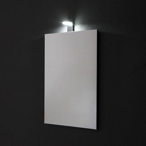 Kiamami Valentina - Specchio Rettangolare, 50x70 cm, Reversibile, Con Lampada LED IP44 4W, Vetro, Senza Presa e Interruttore, Facile Installazione, Specchio Luce LED
