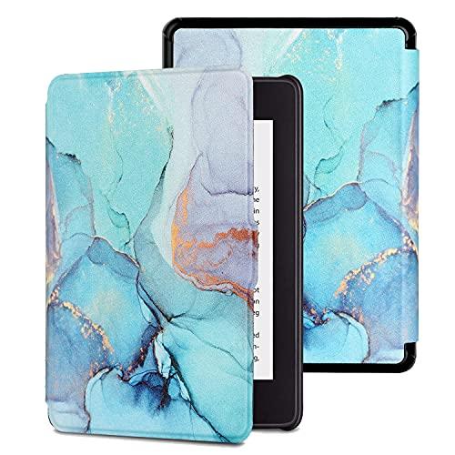 MOKASE Custodia Compatibile con Kindle 10a Generazione 2019 (Modello No.: J9G29R), Pelle Sintetica Custodia con Automatica Sveglia/Sonno con Cinturino Elastico per Kindle E-reader 2019, Green Marble