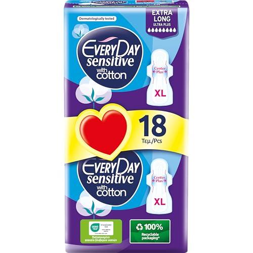 EveryDay Sensitive Cotton Assorbenti Ultra, XL con Ali, Filtrante con Cotone, 18 Unità