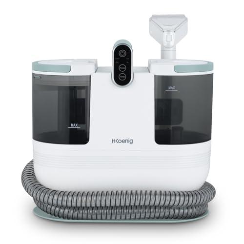 H.Koenig TWT88, pulitore tessile a mano con acqua calda, doppio serbatoio 1600 ml e 950 ml, flusso d'acqua 250 ml/min, temperatura fino a 60 °C, 2 livelli di aspirazione, 1200 W