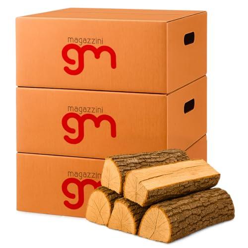 MagazziniGM, Legna Da Ardere essiccata sotto il 15% di umidità, pezzi da 25 Cm per Stufe Camini Barbecue Fuoco Riscaldamento (Legno di quercia, 45 Kg (3 pacchi))