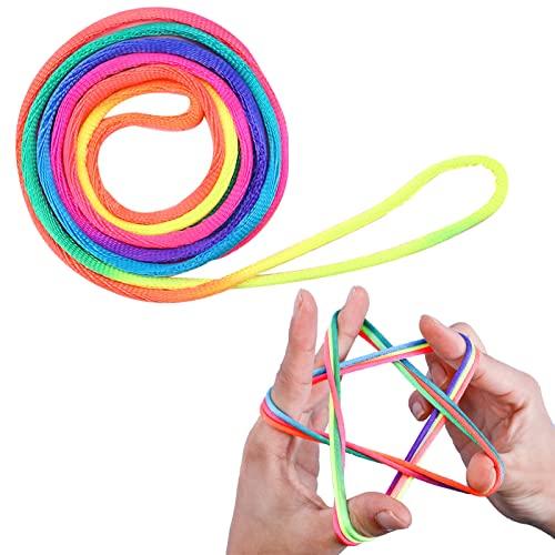 LABUYI 1 PCS,Finger Twist Gioco A Filo,Gioco del Dito della Stringa,Finger String Game Rainbow Rope,Giochi di Corda Mano,Cats Cradle String,Ottimo Come Piccolo Regalo,Lunghezza 160cm