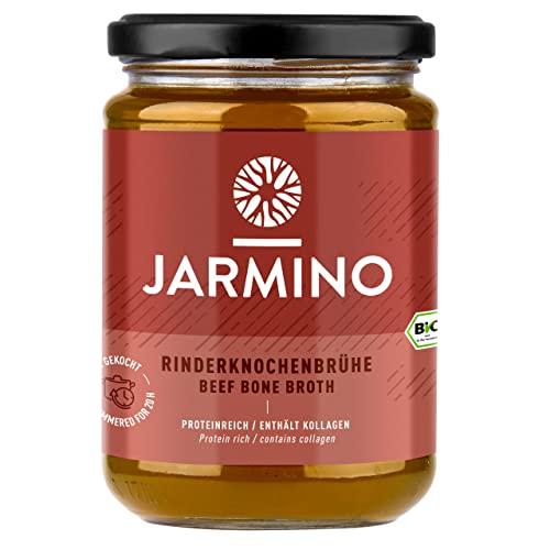 JARMINO brodo biologico di ossa da bovini (4x 350ml) | brodo di manzo da bovini da pascolo | acido ialuronico e collagene naturale | bone broth
