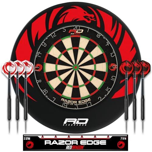 Red Dragon Razor Edge Set di freccette professionali - Qualità standard da torneo e cornice resistente con design a forma di drago con 2 freccette con punta in ottone e acciaio