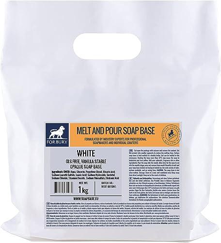 1kg Base per sapone di glicerina, Bianco senza SLS, Base per Saponette, Melt and Pour (Sciogli e versa), White Opaque Forbury