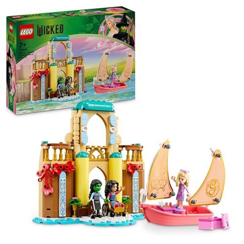 LEGO Wicked Glinda, Elphaba e Nessarose all’Università di Shiz, Giochi di Fantasia per Bambine e Bambini da 7 Anni con Barca, Casa delle Bambole Giocattolo e 3 Mini Bamboline, Idea Regalo 75681