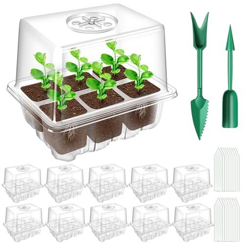 YAUNGEL Vassoi per semi, Propagator con coperchi rialzati, vassoi per la crescita delle piantine con finestra regolabile per serre e giardini