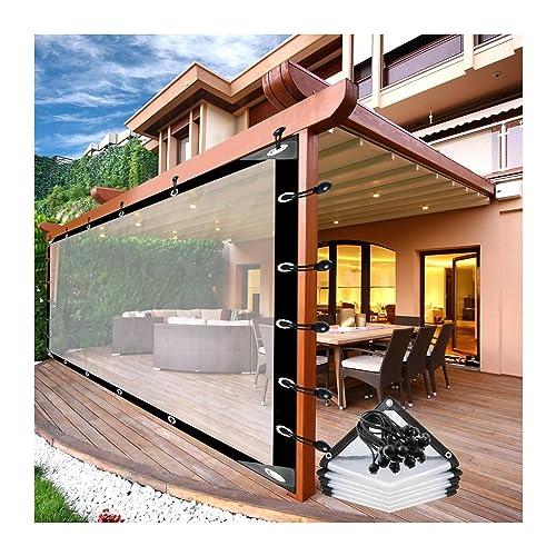 AFGZQ Tende Trasparenti Esterni Pannelli Laterali Impermeabili Pergola con Occhielli Trasparente Telone Plastica, for Gazebo, Giardini, Personalizzabile (Color : Clear, Size : 6.56x6.56ft/2x2m)
