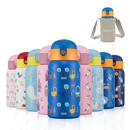 Autsel 500 ML Borraccia Bambini Acciaio Inox con cannuccia Bottiglia Termica per Bambini a doppia parete senza BPA Bottiglia Acqua a prova di perdite, Scavatore