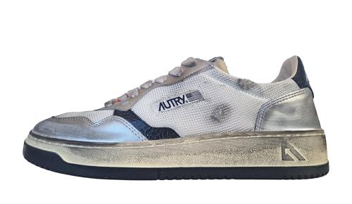 AUTRY Scarpe Sneakers in Pelle e camoscio AVLM MS13 Bianco Argento Super Vintage (Argento, Sistema Taglie Calzature EU, Adulto, Numero, Media, 38)