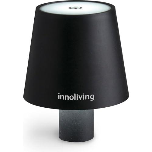 Innoliving Lampada LED Bottiglia Ricaricabile in 4 Ore, da Tavolo, Senza fili Touch e Dimmerabile, interni ed esterni, luce naturale 4000K, fredda 6000K, calda 3000K, bianca e nera (Nero)