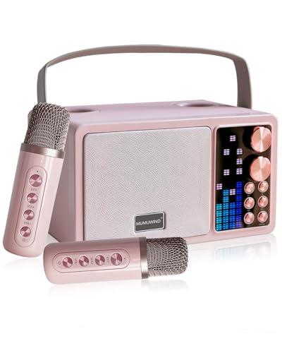 Karaoke con microfono per bambini e adulti, karaoke professionale completo altoparlante portatile Bluetooth con 2 microfoni senza fili e luci dinamiche giocattolo per ragazze ragazzi e adulti (Pink)