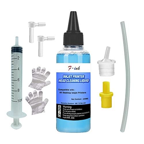 F-ink - Kit di pulizia testina per stampante compatibile con stampanti a getto d'inchiostro HP, Canon, Epson, Brother, Lexmark, liquido di pulizia per sbloccare l'ugello della stampante, 100 ml