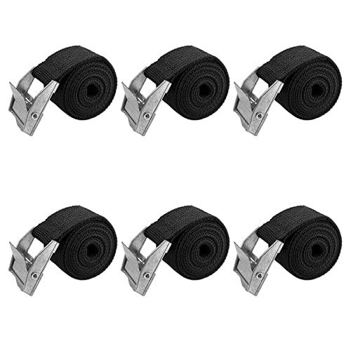 Newpop 100 cm 6 pezzi cinghie a cricchetto zinco, cinghia di fissaggio carico resistenza fino a 250 kg, cinghie di tensione regolabili per bagagli, tavole da surf, campeggio, Portapacchi, Nero