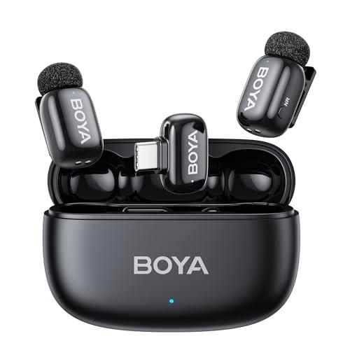 BOYA MINI 2 Microfono per iPhone 15/16/17, Android, Microfono Wireless, 5g, 48kHz/24Bit, 100m, Microfoni Lavalier USB-C, 30 Ore, Microfoni Senza Fili per Video Social, Vlogging, YouTube, Streaming
