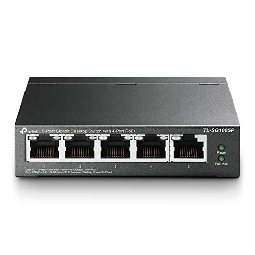 TP-Link TL-SG1005P Desktop Switch, 5 Porte Gigabit 10/100/1000 Mbit, 4 Porte PoE fino a 65W, ogni porta fino a 30 W, Protezione da Sovraccarico, Semplicità d'Uso