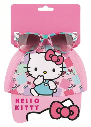 Set Cappello con Visiera e Occhiali da Sole per Bambini (3-8 Anni) | Kit Estivo Personaggi Ufficiali | Berretto 100% Cotone e Occhiali Protezione UV | Idea Regalo per Hello Kitty Fan