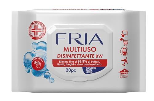 Fria Multiuso Disinfettante BW, Elimina fino al 99.9% di Batteri, Lieviti, Funghi e Virus con Involucro, Presidio Medico Chirurgico, Confezione da 20 Salviette
