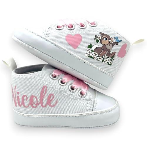 LulluLab Scarpine Neonato personalizzate con nome, primi passi, ottima idea regalo. (Tamburina 6-9 mesi)